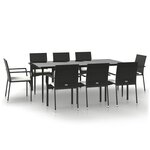 vidaXL Ensemble à manger jardin 9Pièces et coussins noir résine tressée