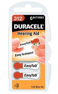 Blister de 6 Piles auditives Easytab DA 312 DURACELL