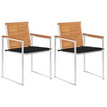 vidaXL Chaises de jardin avec coussins 2 Pièces Acacia solide et acier