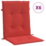 vidaXL Coussins de chaise de jardin à dossier bas lot de 6 rouge