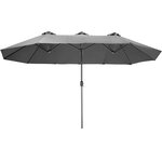 Tectake parasol silia en aluminium 460 x 270 cm réglable en hauteur - gris