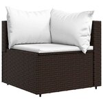 vidaXL Salon de jardin 4 Pièces avec coussins Marron Résine tressée
