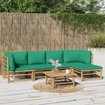 vidaXL Salon de jardin 6 Pièces avec coussins vert bambou