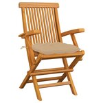 vidaXL Chaises de jardin avec coussins beige 3 Pièces Bois de teck massif