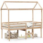 vidaXL Lit haut avec toit 90x190 cm bois de pin massif