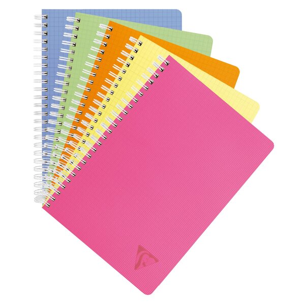 Cahier spirales clairefontaine linicolor a5 17 x 22 cm - petits carreaux - 100 pages - lot de 5 - assorties aléatoires