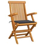 vidaXL Chaises de jardin avec coussins anthracite 4 Pièces Bois de teck