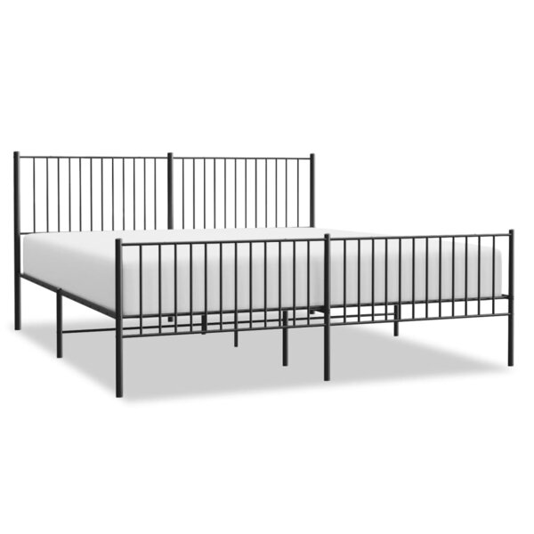 vidaXL Cadre de lit métal avec tête de lit/pied de lit noir 193x203 cm