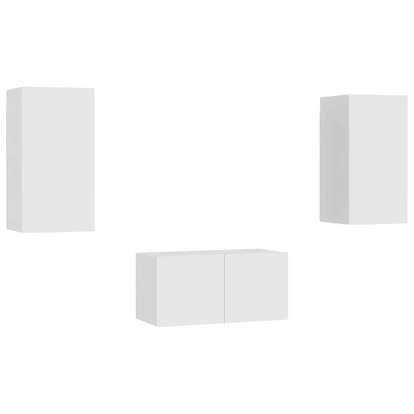 vidaXL Ensemble de meubles TV 3 Pièces Blanc Bois d'ingénierie