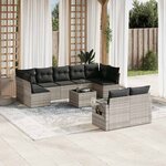 vidaXL Salon de jardin avec coussins 10 Pièces gris clair résine tressée