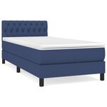 vidaXL Sommier à lattes de lit avec matelas Bleu 90x200 cm Tissu