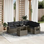 vidaXL Salon de jardin avec coussins 7 Pièces gris résine tressée