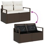 Canapés de Jardin 6 Pièces avec Coussins Marron Rattan