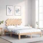vidaXL Cadre de lit avec tête de lit 120x200 cm bois massif