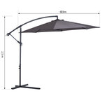 Parasol déporté octogonal inclinable manivelle pied acier Ø 3 x 2 5H m gris