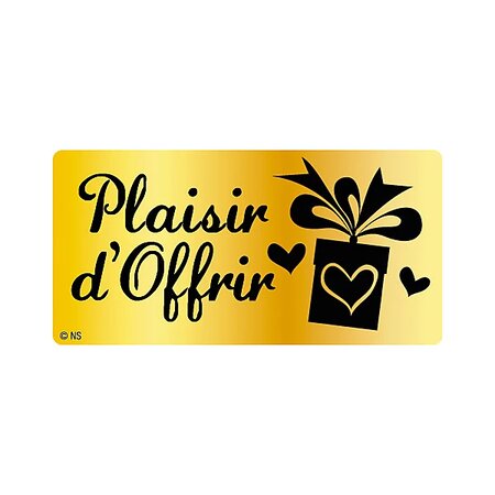 Étiquette cadeau adhésive plaisir d'offrir 40 x 20 mm (lot de 500)