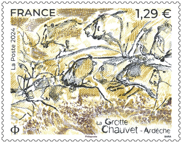 Timbre - La grotte Chauvet - Lettre verte