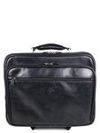 Pilot case Affaires en cuir - KATANA - 15 pouces - 3 compartiments - 2 roues -L41.0 x H35.0 x P18.0 cm- KA007-Noir