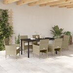 vidaXL Ensemble de Salle à Manger de Jardin 7 Pièces Beige Rotin Synthétique