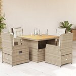 vidaXL Ensemble à manger de jardin avec coussins 5Pièces Beige poly rotin