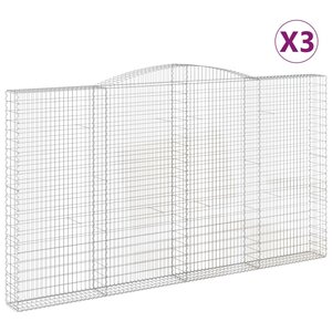 vidaXL Paniers à gabions arqués 3 Pièces 400x30x220/240 cm Fer galvanisé