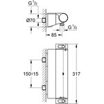 GROHE Mitigeur thermostatique douche Grohtherm 2000 34463001 - Tablette amovible - Limiteur de température - Economie d'eau -Chrome