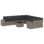 vidaXL Salon de jardin 11 Pièces avec coussins gris résine tressée