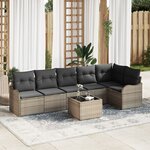 Ensemble de canapés de jardin 6 pièces avec coussins en rotin synthétique noir