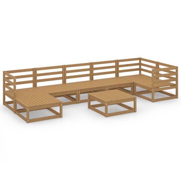 vidaXL Salon de jardin 8 Pièces marron miel bois de pin massif