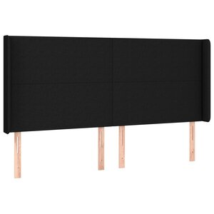 vidaXL Tête de lit avec oreilles Noir 163x16x118/128 cm Tissu