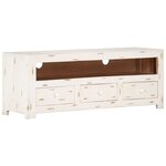 vidaXL Meuble TV Bois massif d'acacia 110x30x40 cm Blanc
