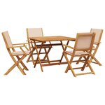 vidaXL Ensemble à manger de jardin 5 Pièces beige tissu et bois massif