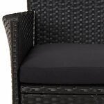 vidaXL Ensemble de bistro de jardin 5 Pièces coussins noir poly rotin