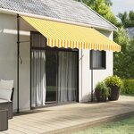 vidaXL Tissu de remplacement de cantonnière d’auvent jaune blanc 3 m