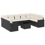 vidaXL Salon de jardin 10 Pièces avec coussins noir résine tressée