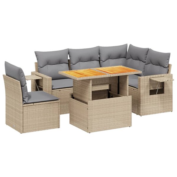 vidaXL Salon de jardin avec coussins 6 Pièces beige résine tressée