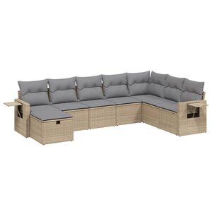 vidaXL Salon de jardin avec coussins 8Pièces mélange beige résine tressée