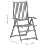 vidaXL Chaises inclinables de jardin et coussins lot de 8 bois acacia