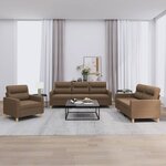vidaXL Ensemble de canapés 3 Pièces avec coussins Marron Tissu