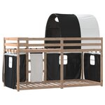 vidaXL Lit superposé avec rideaux blanc/noir 75x190 cm bois pin massif