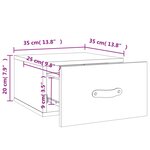 vidaXL Table de chevet murale blanc brillant 35x35x20 cm