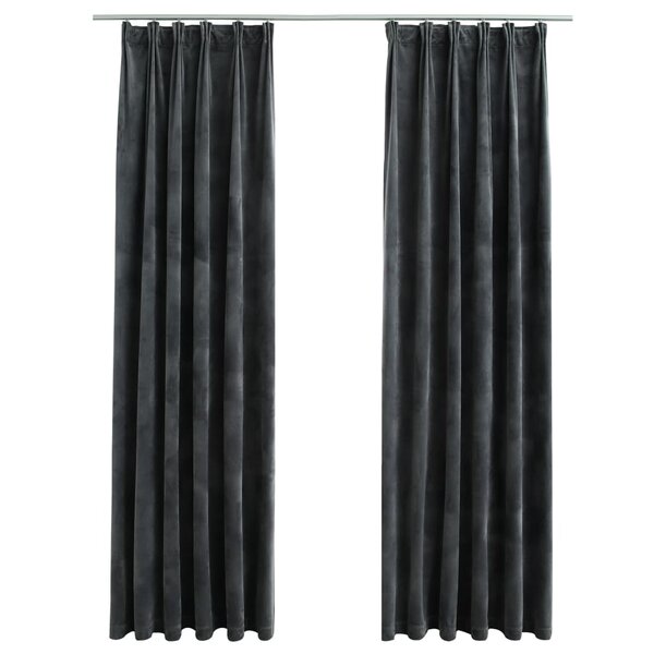 vidaXL Rideaux occultants et crochet 2Pièces Velours Anthracite 140x175cm