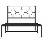 vidaXL Cadre de lit métal avec tête de lit noir 100x190 cm