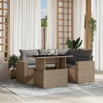 vidaXL Salon de jardin avec coussins 5 Pièces beige résine tressée