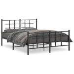 vidaXL Cadre de lit métal avec tête de lit/pied de lit noir 140x190 cm