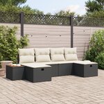 vidaXL Ensemble de Canapé de Jardin 6 Pièces avec Coussins Rattan Poly Noir