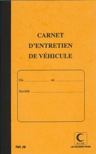 Piqure Carnet d'entretien véhicule 32 pages 21x13 cm - protège cahier cristal ELVE