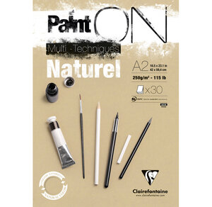 Bloc Paint'On encollé A2 42x59 4cm 30F 250g Naturel CLAIREFONTAINE