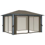 vidaXL Tonnelle avec rideau et lumières LED 4x3 m Taupe Aluminium