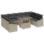 vidaXL Ensemble de canapé de jardin 10 pièces avec coussins gris clair en poly rotin
